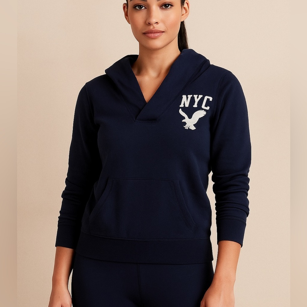 American Eagle Outfitters Navy Hoodie with NYC Logo